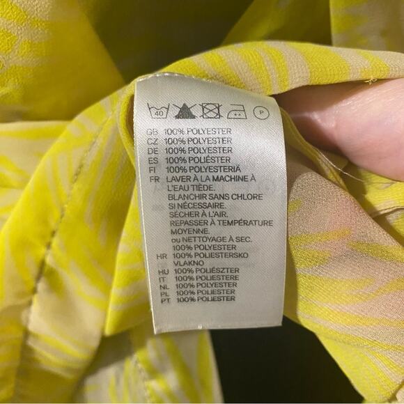 H&M Sheer Yellow pattern Wrap Kimono Top with belt size 12 - Picture 4 of 12